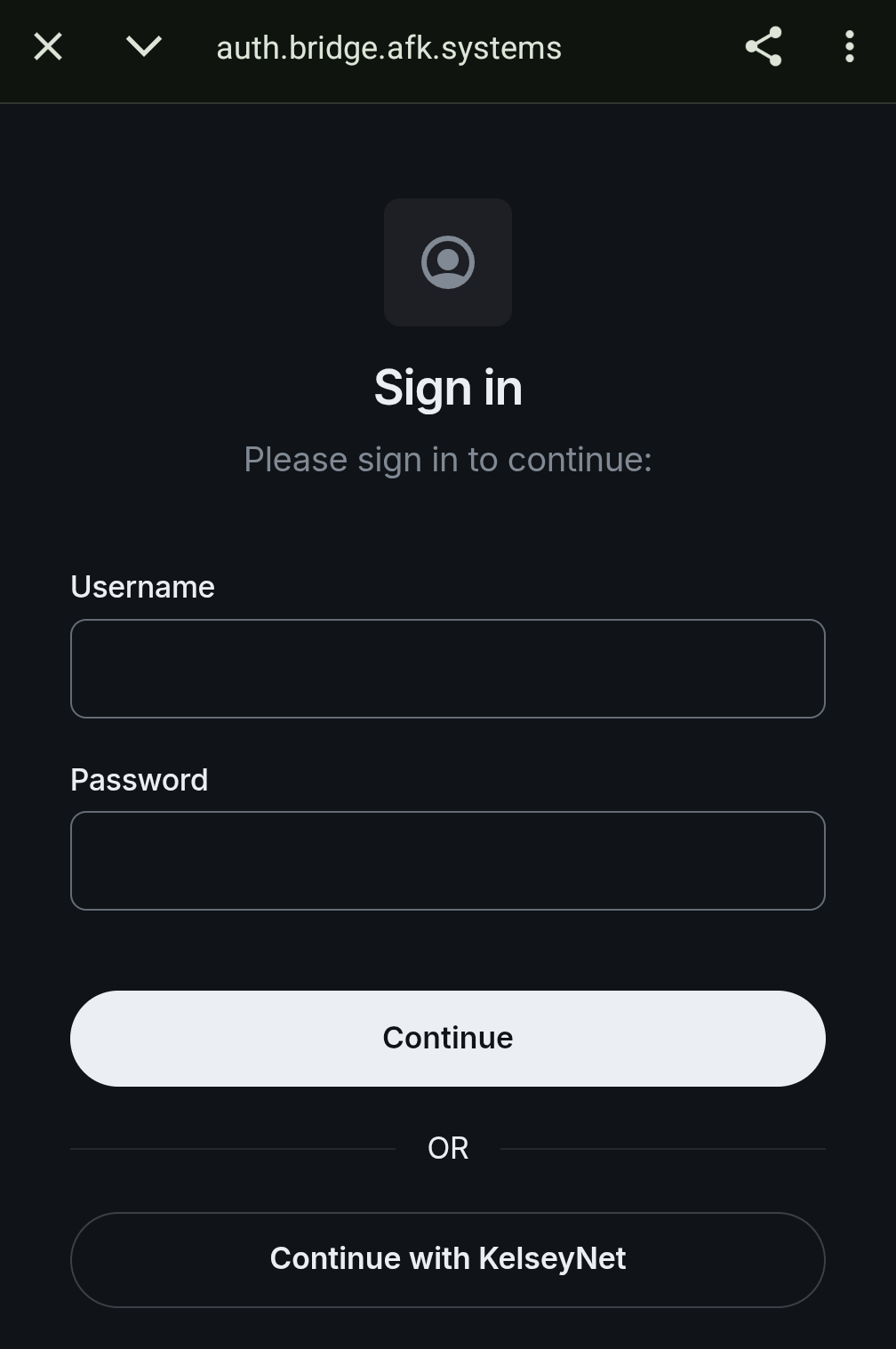 Click Continue with KelseyNet