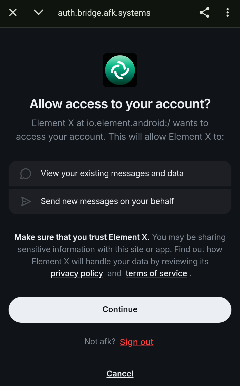 Continue to allow login